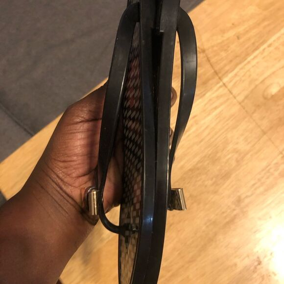 Coach Landon jelly  black flip flop thong sandals with gold bow, size 6 - Picture 5 of 9